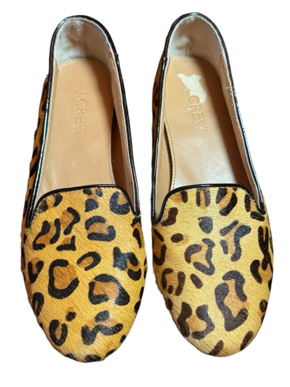J Crew Calf Hair Animal Print Flats Loafers Sz 5.5